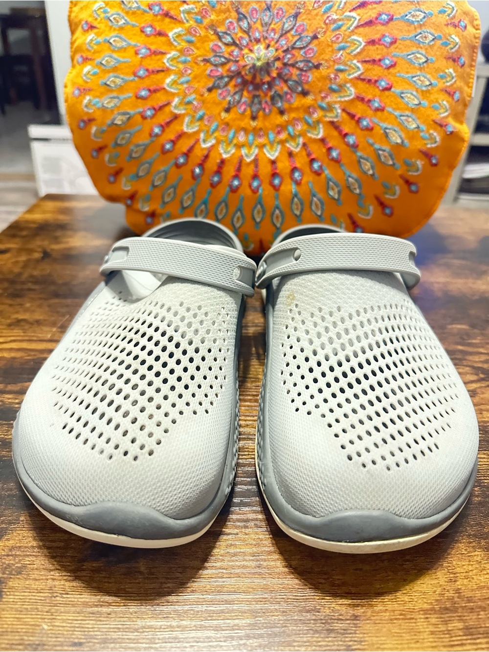CROCS Light Gray Vented Slip-On Clogs with Heel Strap